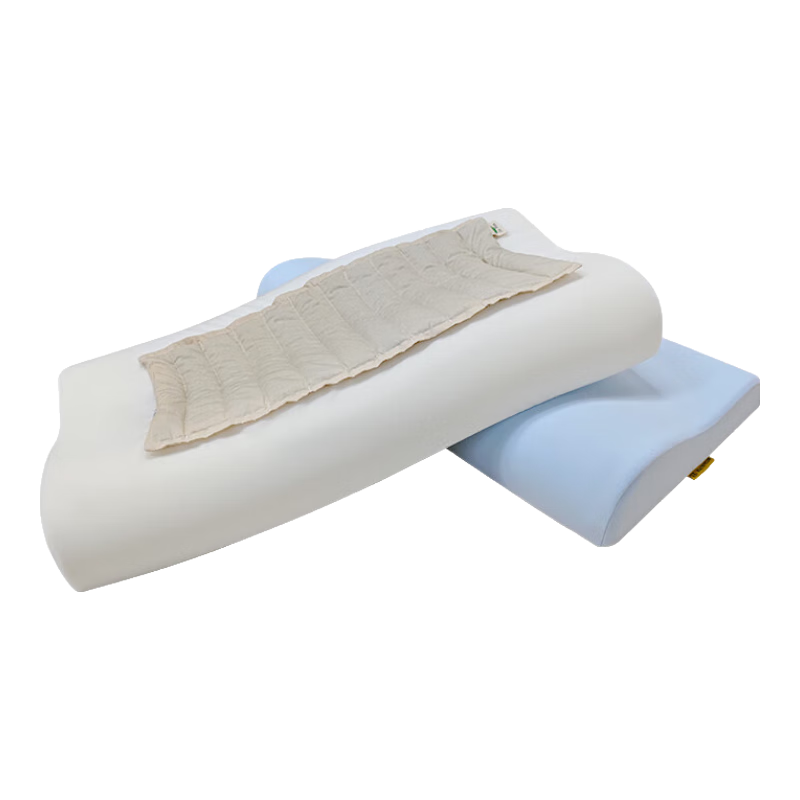 九花  中藥枕頭助眠記憶棉零壓護頸椎助睡眠枕菊花茶葉保健枕深睡枕頭 淺藍棉枕套記憶棉中枕9cm 單只 44cm*22cm 400g藥包