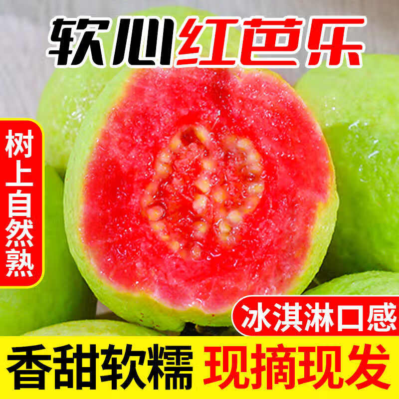 颜小荭芭乐双拼软糯奶油芭乐脆口红白心双拼芭乐组合新鲜水果当季番石榴 2.8-3斤红心芭乐(实惠装) 京东折扣/优惠券