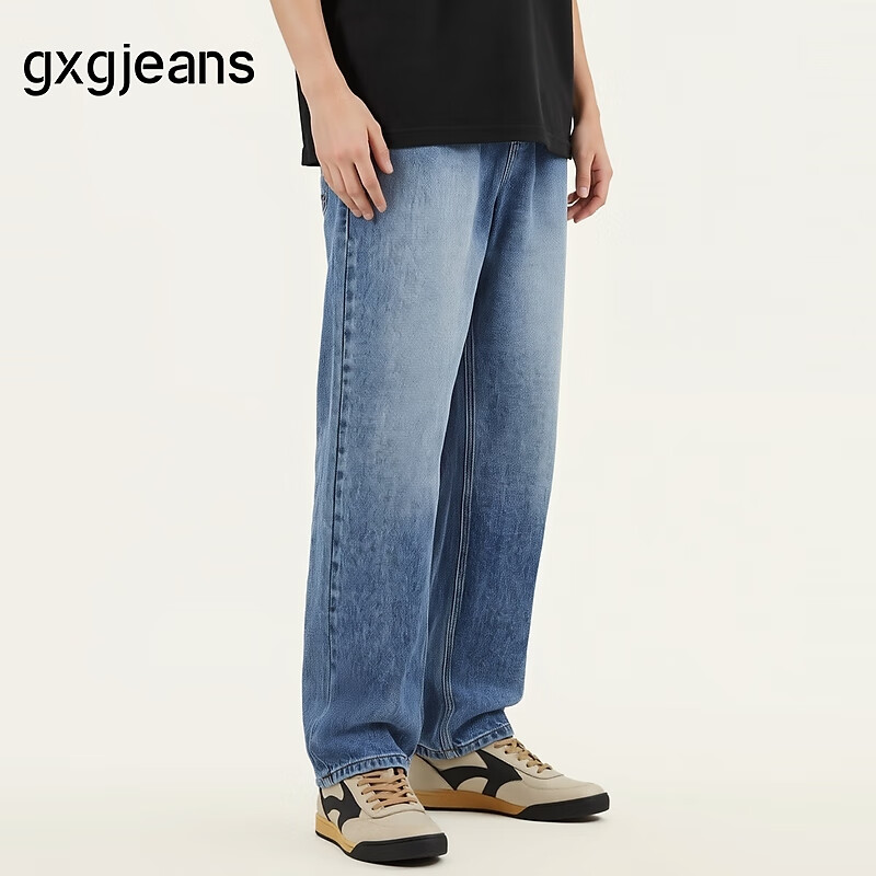 gxgjeans男装 浅蓝色水洗清新简约休闲牛仔长裤男 25年夏新品 浅蓝色 L (175) -31码