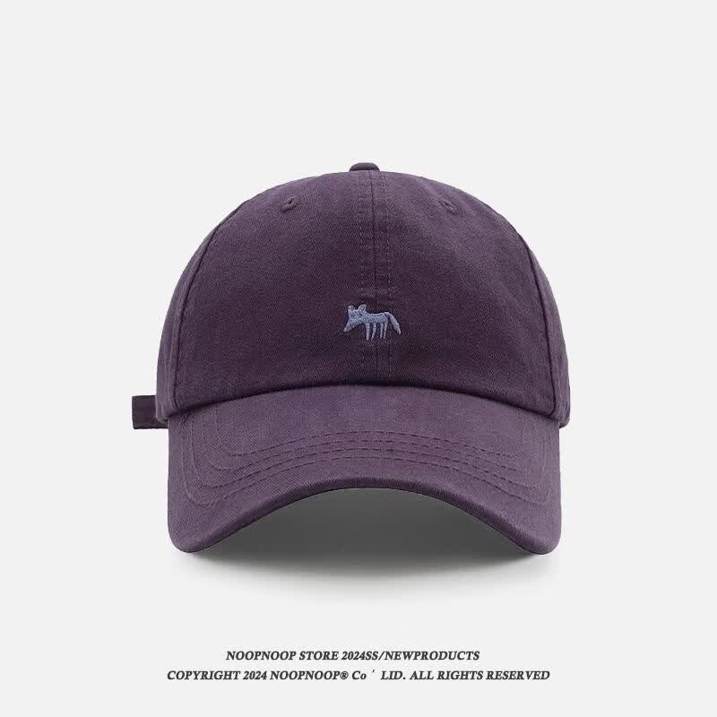 NKADDS2025新款棒球帽子女韩版小狐狸刺绣显脸小大头围出游遮阳帽鸭舌男 小狐狸-紫色高品质 均码