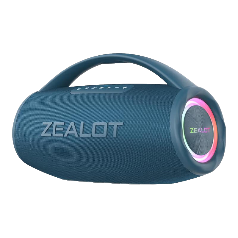 狂热者（ZEALOT） S97蓝牙音箱低音炮无线大功率音响手机户外广场舞麦克风K歌音乐电脑手机通用便携提手式80W大音量 蓝青色【手提式旗舰版】