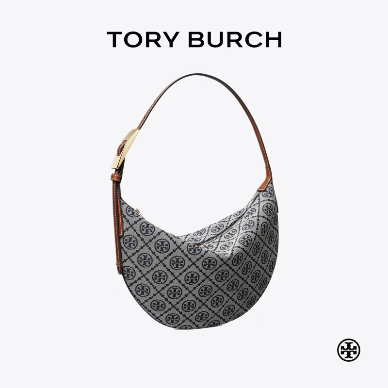 Tory Burch 汤丽柏琦 T MONOGRAM 小号新月包女包TB 174231 Tory 海军蓝 405 OS