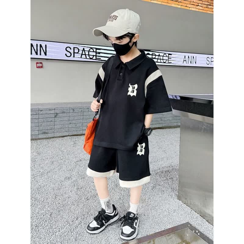 G.duck2026新款男童夏装套装中大儿童夏季潮酷帅男孩短袖运动两件套潮 【高质量】杏色 三只熊熊 160 码(身高140-150cm)