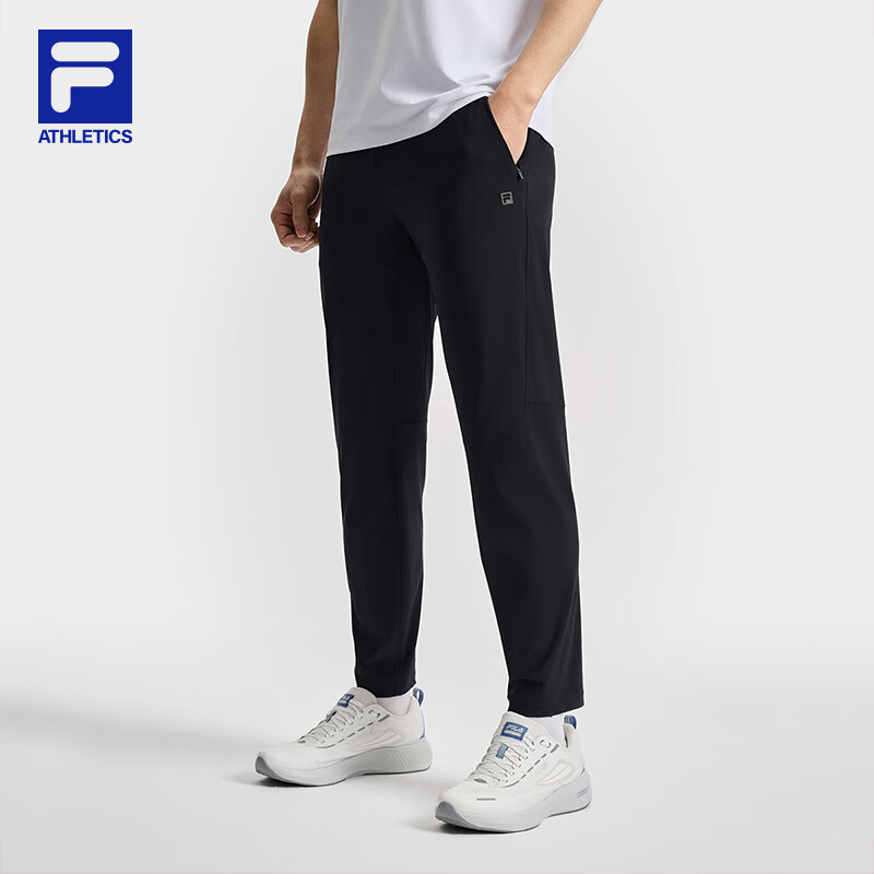 FILA 斐樂(lè)男士針織長(zhǎng)褲2025夏季新款涼感防曬健身直筒運(yùn)動(dòng)褲靈動(dòng)褲 深黑-BK L 175/84A/L