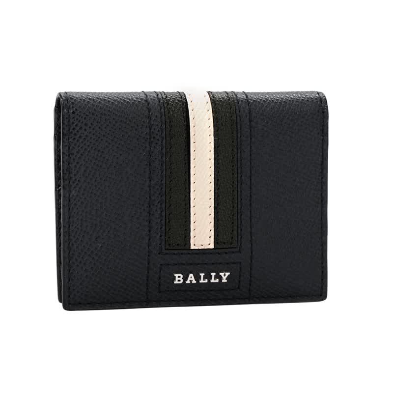巴利 bally 奢侈品  【品牌自带礼盒】男士翡翠蓝色黑白条压纹牛皮