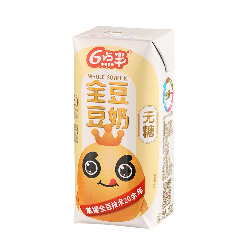 六点半全豆豆奶200ml*10盒装无糖零糖代餐减肥减脂植物蛋白早餐奶代餐 六点半豆奶200ml*10盒【无糖】