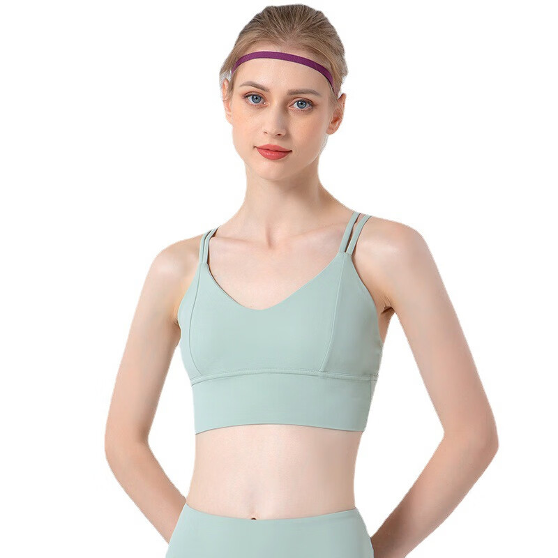 SHEA|Cloud 交叉细带瑜伽服显瘦性感美背健身服轻盈聚拢运动衣 浅蓝灰 L