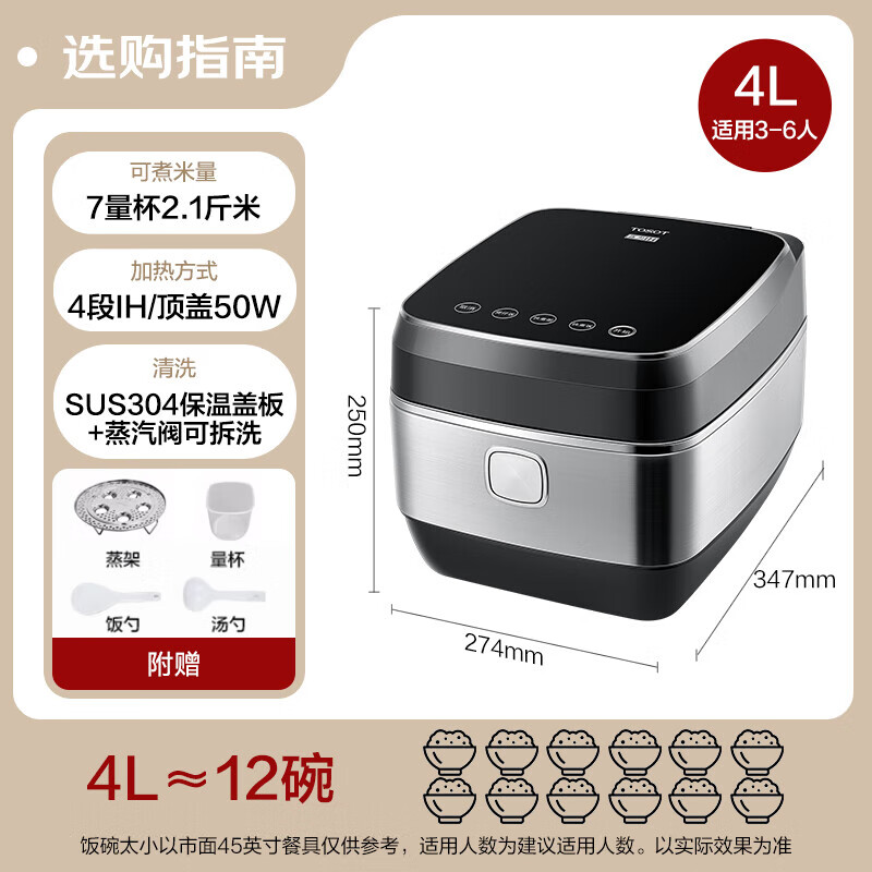 大松（TOSOT）格力电饭煲4L双胆电饭锅4-5-6人家用微压力IH加热精选智能WIFI多功能煲仔饭 百香煲GDCF-4009C