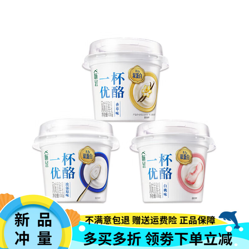 伊利畅轻一杯优酪乳100g/杯 风味发酵乳动植物双蛋白低温酸奶早餐奶