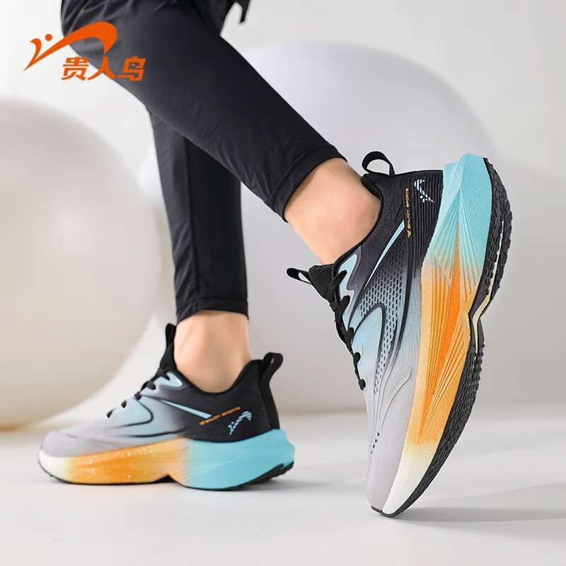 贵人鸟官方正品运动女鞋2025秋季新款情侣轻便跑步鞋户外休闲慢跑鞋女 浅灰/黑（男款） 42