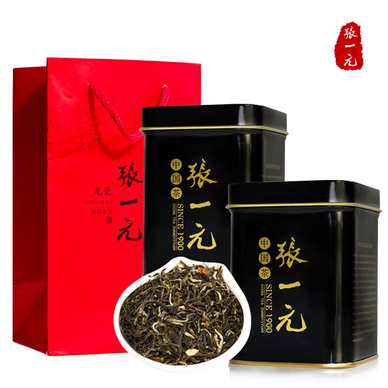张一元 特级茉莉花茶黑罐50g/罐浓香茉莉花茶茗茶 黑罐*2(LH小手提袋)