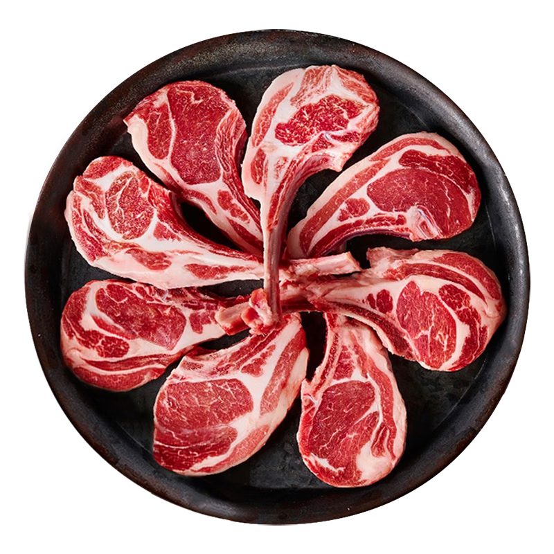 肉鮮廚師 原切法式羊排 生鮮羊肉 凈含量2斤 谷飼戰(zhàn)斧燒烤