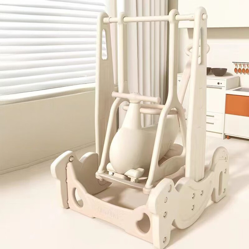 杰雅蒂蹦蹦车婴儿摇摇马儿童扭扭车宝宝玩具车摇马木马玩具礼物 摩卡色 【豪华】秋千+蹦床摇马组合