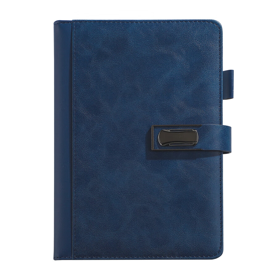 锦兔A5商务搭扣笔记本礼盒装带笔插高档本子定做公司礼品年会伴手礼企业年庆礼物皮革记事本定制 宝蓝色