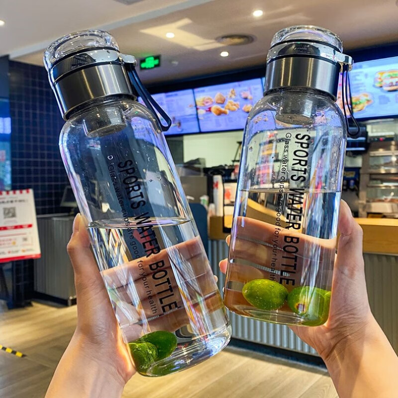 胖东来同款钢化杯防摔玻璃杯不易碎的大号套装防爆男女 24本色(带杯套)1000ml