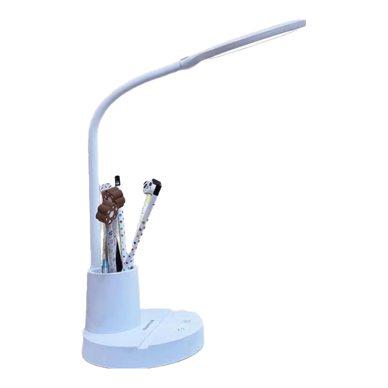 冠雅led充電臺燈帶筆筒護眼燈學習專用學生書桌閱讀燈宿舍床頭燈R118 白色【充插兩用+調(diào)光調(diào)色+筆筒支架功能】