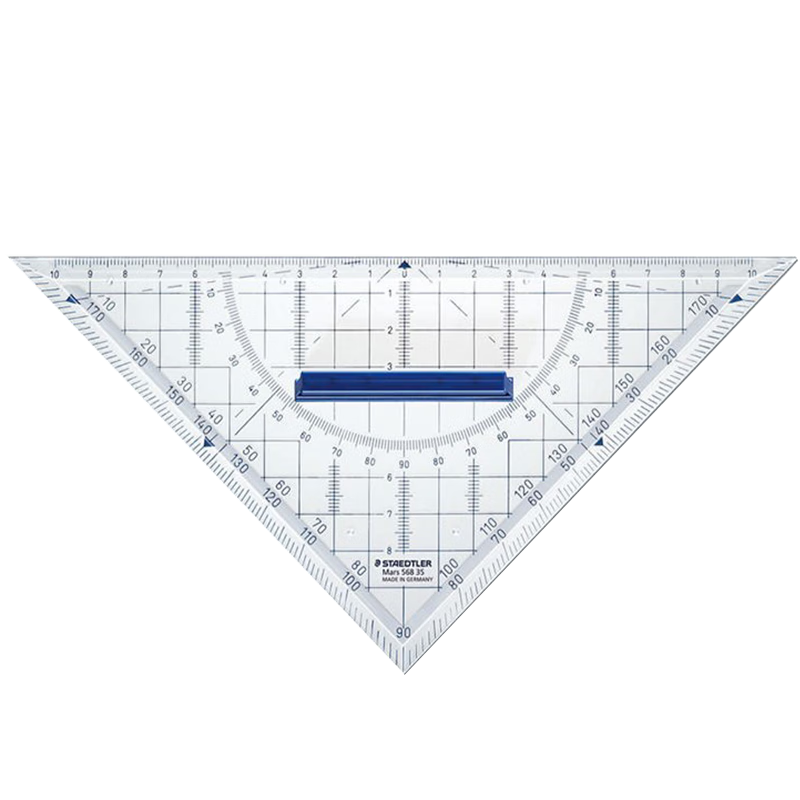 施德樓（STAEDTLER）專業(yè)幾何三角板量角器 22cm透明高精度特種等腰三角尺帶定位手柄568 35