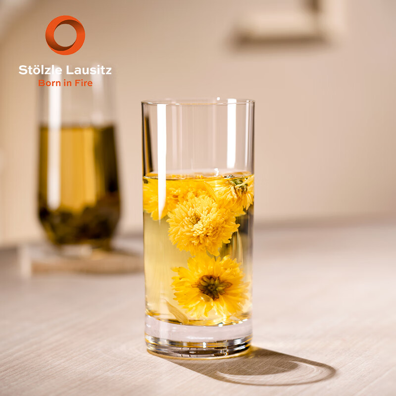 索雅特Stolzle德国进口水晶玻璃绿茶杯高档水杯家用套装耐热牛奶早餐杯 旋转杯架+荟萃水晶茶杯6只装 380ml