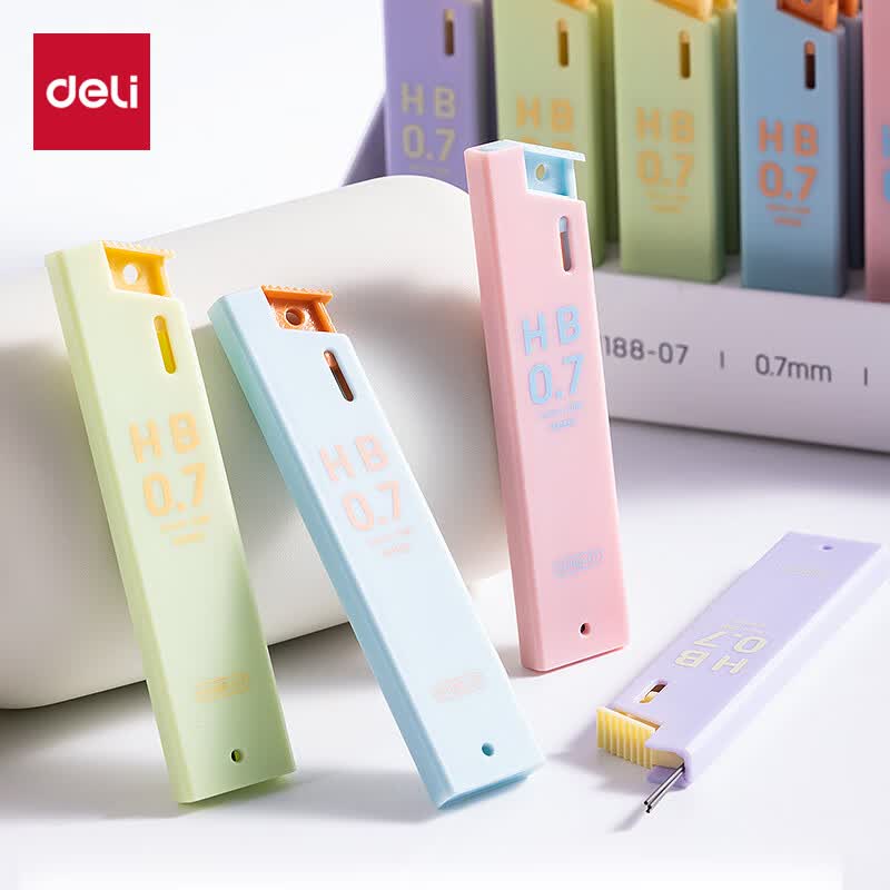 得力（deli）奇趣撞色0.7mmHB自动铅笔替芯学生文具活动铅芯 20根/盒 SH188-07 颜色随机