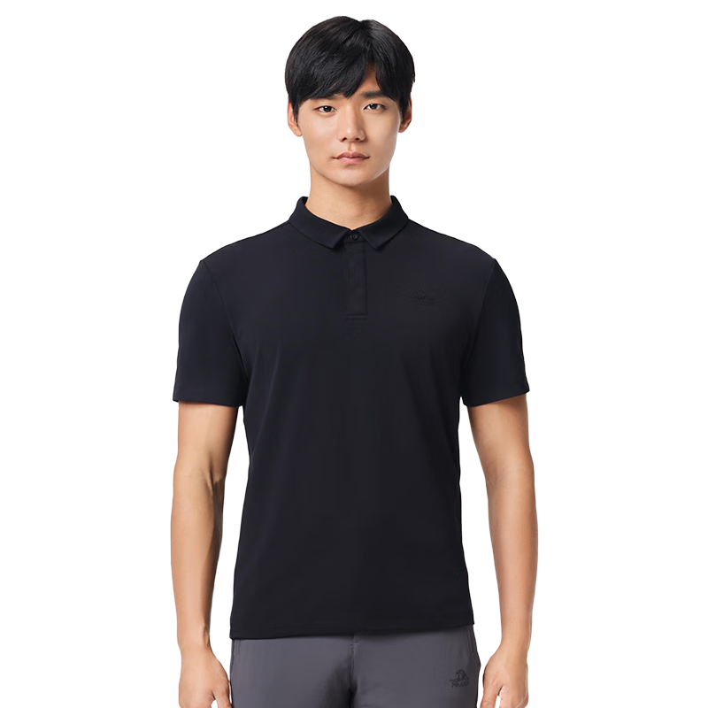 伯希和（Pelliot）速干POLO衫短袖戶外防曬T恤男女25春夏運(yùn)動(dòng)上衣彈力透氣半袖 【男款】漫幕黑 | 吸濕速干 XL