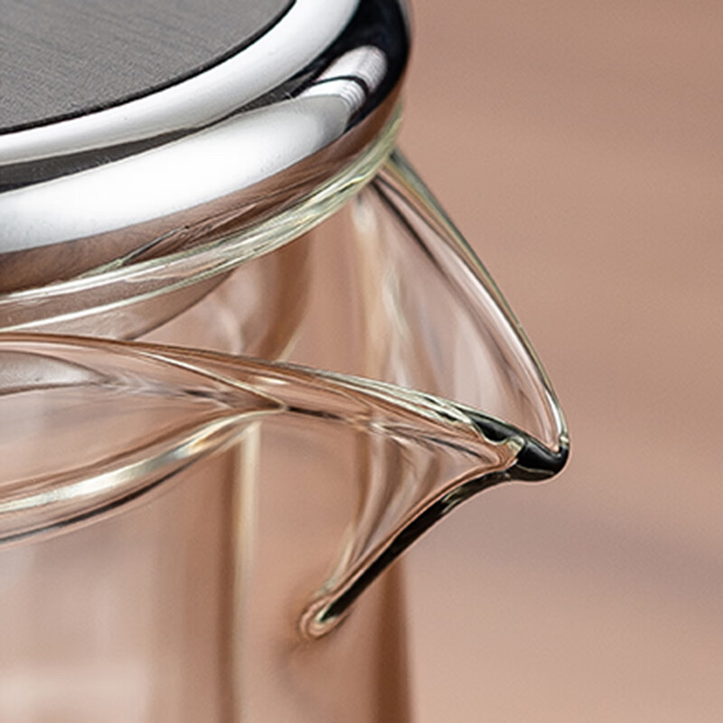 自像堂合金把飘逸杯泡茶壶一键过滤高档全玻璃内胆茶水分离杯内胆配件 鼓形合金飘逸杯【灰色550ml】