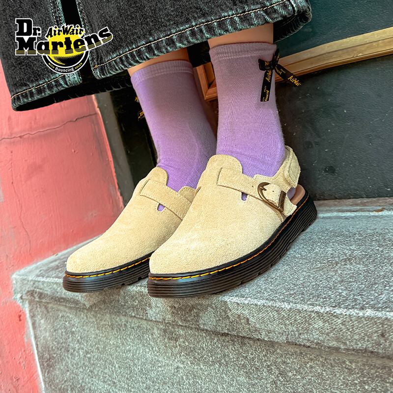 马丁博士（Dr.Martens）Jorgie Y女舒适百搭休闲多巴胺穆勒勃肯鞋 杏色 建议拍大一码 37