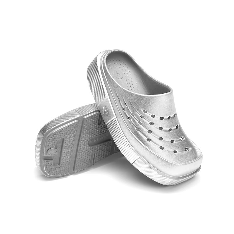 共迹gongji【敖瑞鹏同款】2025夏季新款防滑拖鞋厚底洞洞鞋增高男士凉鞋女鞋 银色 34-35