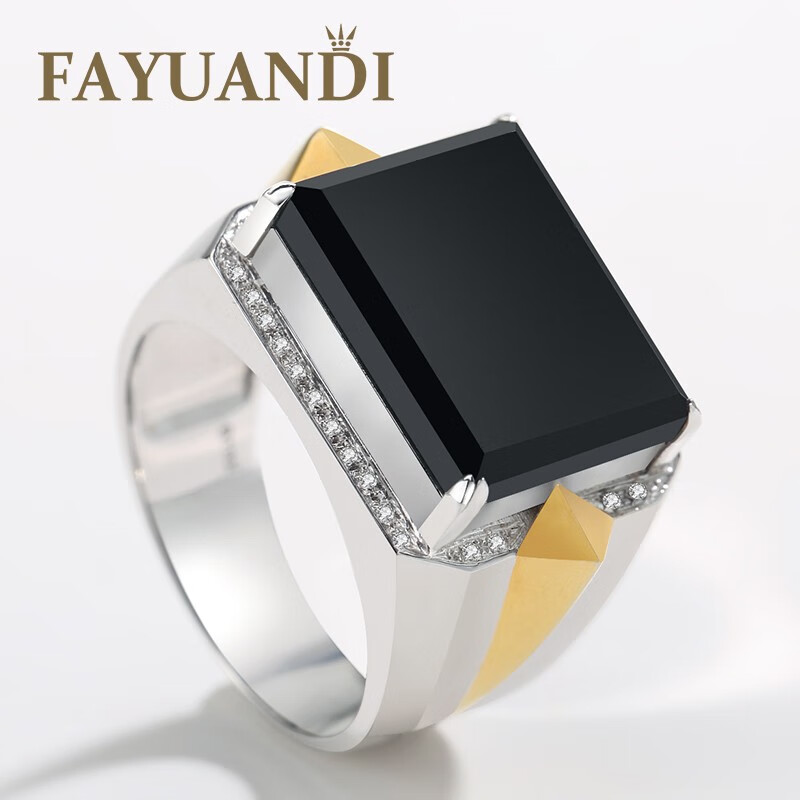 钻戒18k金镶嵌钻石带证书天然a货翡翠男戒指男人味珠宝首饰高端礼物