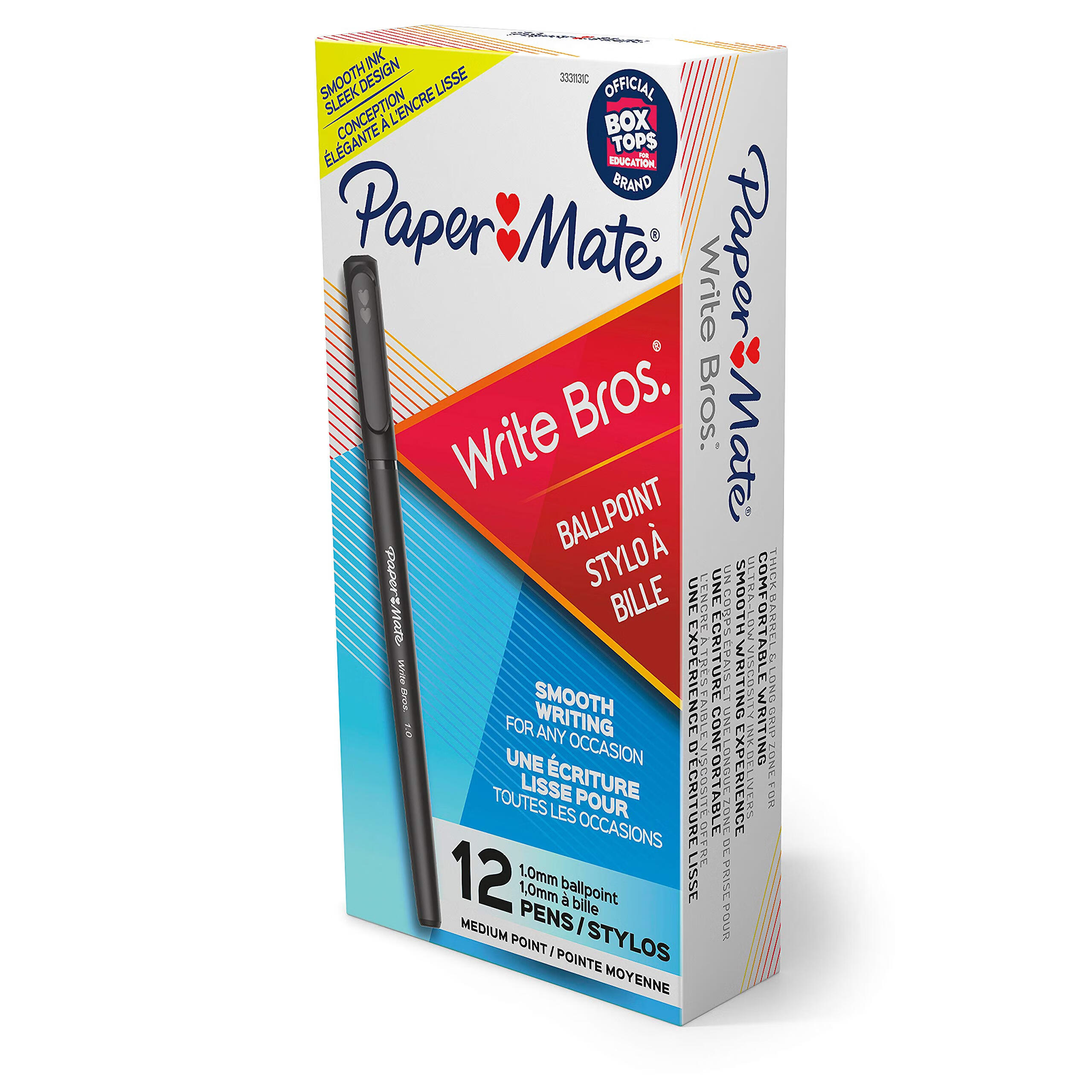 PAPER MATE 中性笔 黑色笔芯 1.0mm 办公学习文具 12支装