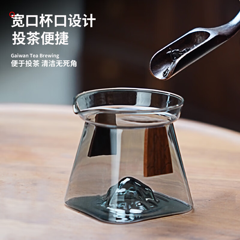 全度耐热高硼硅玻璃盖碗功夫茶具三才杯泡茶碗手防烫抓泡茶杯沏茶碗 祥云冰山盖碗灰色320ml