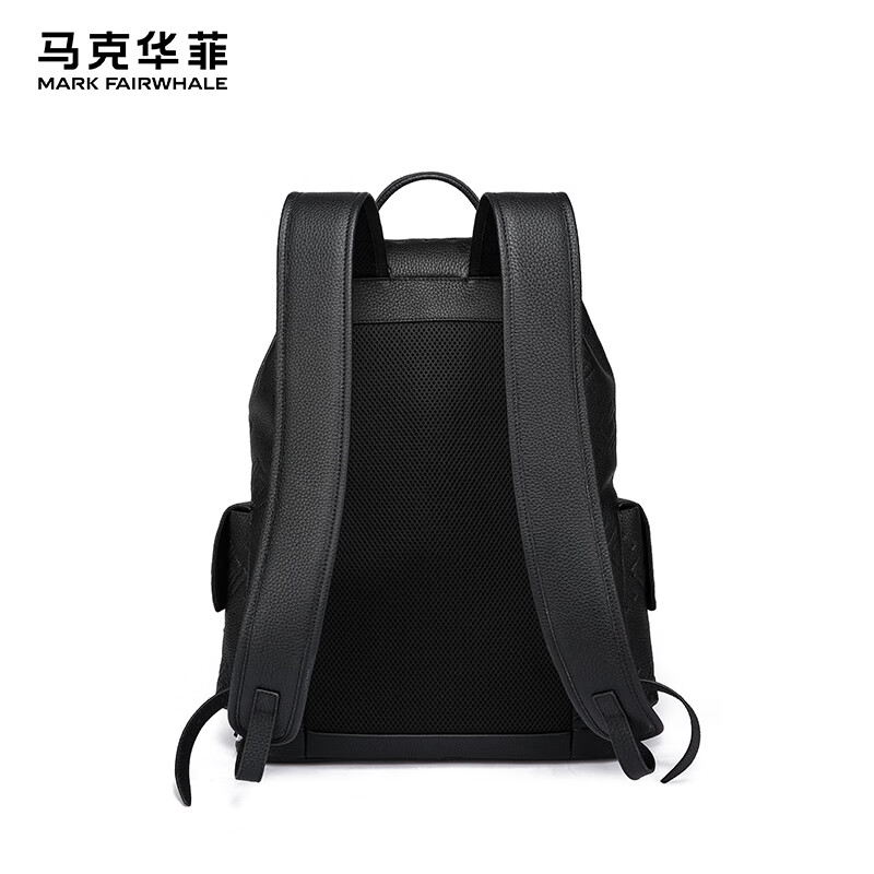 马克华菲高档男士礼物头层牛皮轻奢商务双肩包旅行出差真皮背包高级感男包 耀黑色【联系客服送礼品袋】