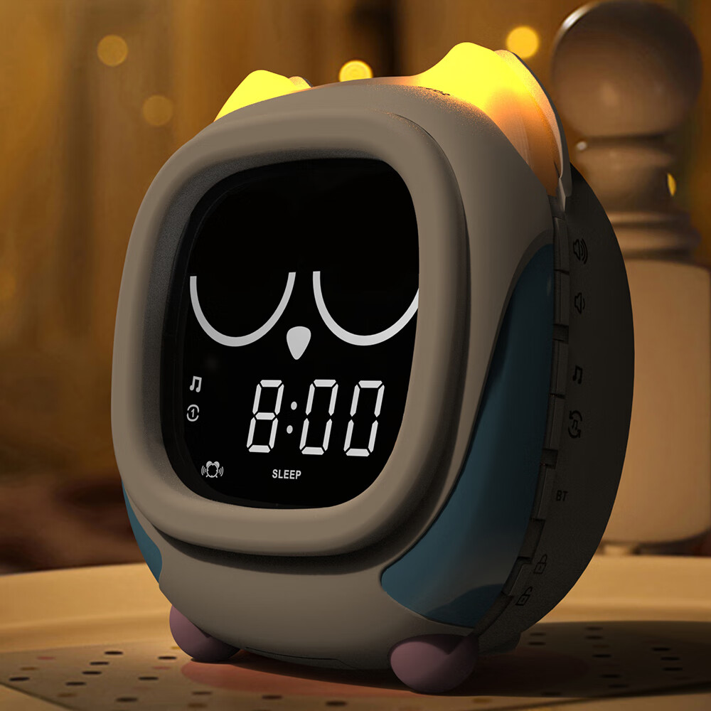 ITOMA儿童床头陪伴睡眠摇篮曲蓝牙音乐播放器白噪音睡眠声音唤醒时钟猫头鹰 白色