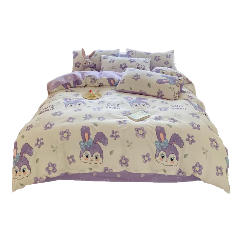 100%纯棉四件套全棉双人被套床上用品2025新款学生宿舍床单三件套 菲菲兔【全棉】 2.0m床单款四件套【被套220*240