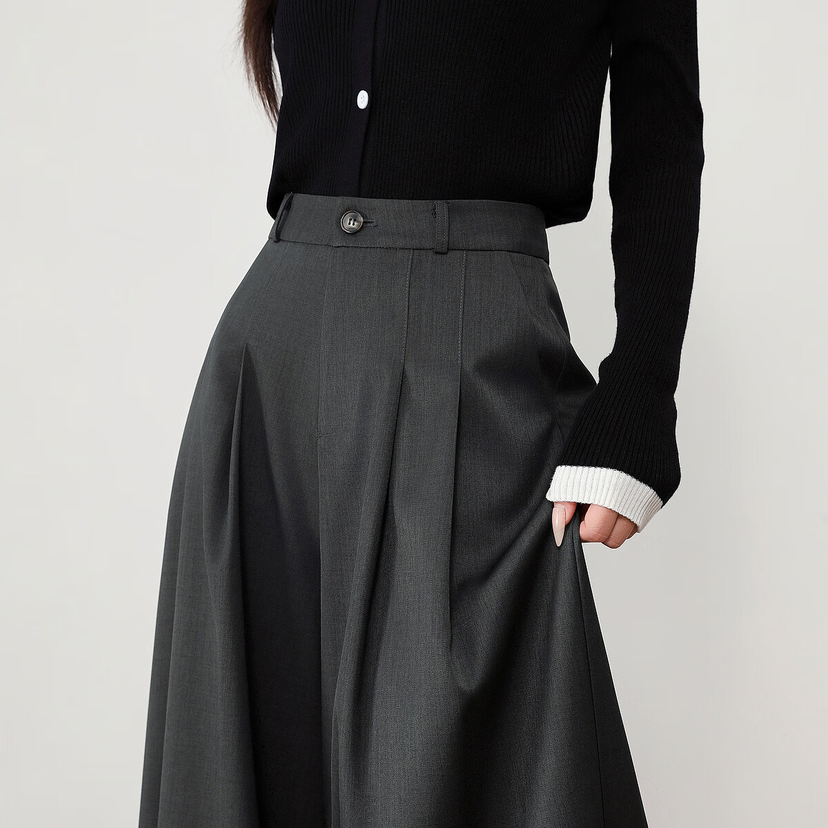 德玛纳【长腿欧尼】秋季松弛感韩风超模长裤宽松藏肉大廓形女式休闲裤