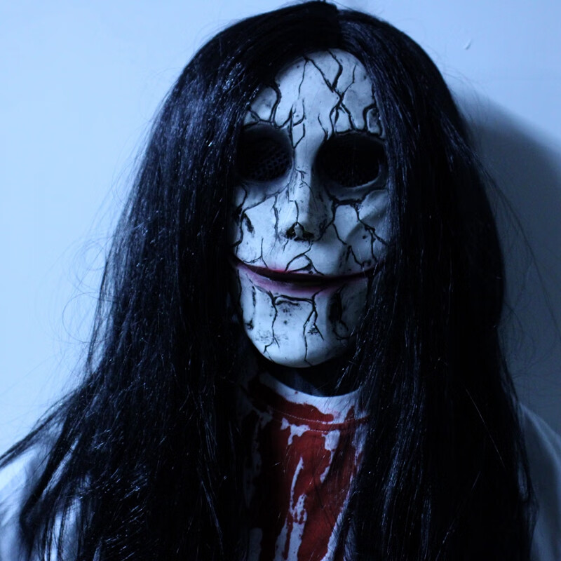 万圣节恐怖面具女鬼装扮整蛊吓人道具cosplay贞子鬼屋酒吧用品 裂纹鬼