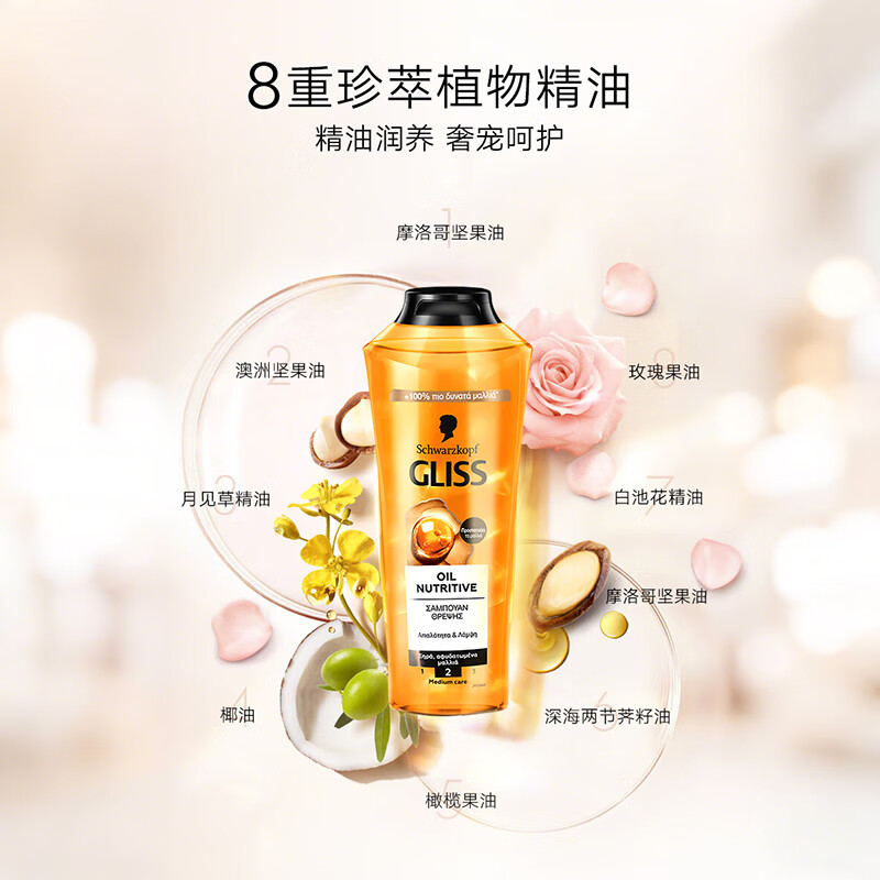 施华蔻(Schwarzkopf)橙瓶精油滋养洗发水400ml修护柔顺保湿欧洲进口