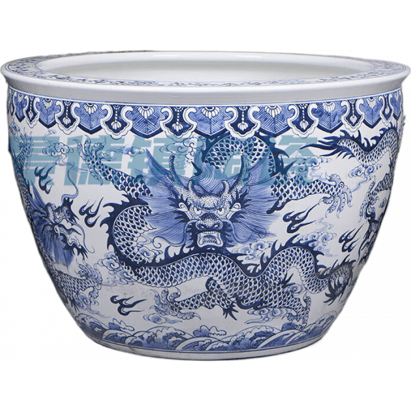 希格鯊景德鎮(zhèn)陶瓷魚缸手繪龍缸種樹錦鯉缸古法養(yǎng)魚缸荷花缸庭院大缸水缸 手繪五龍 53x53x32cm