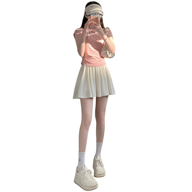 浪莎冰絲百褶裙女夏季新款高腰顯瘦冰絲jk裙帶內(nèi)襯防走光半身短裙