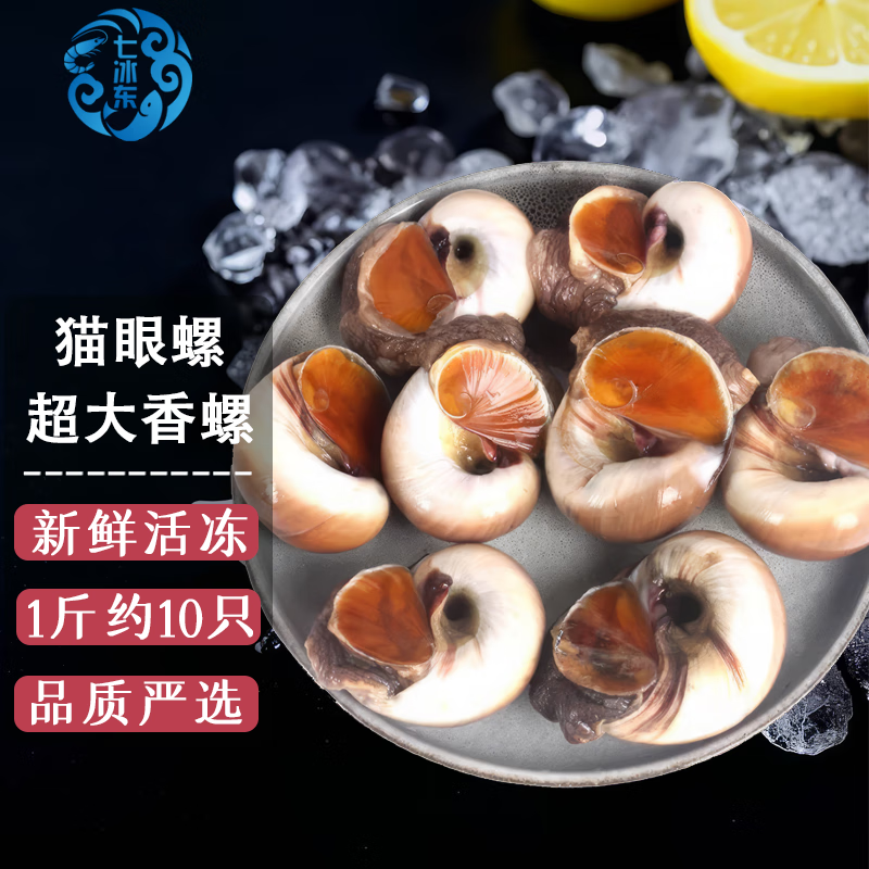 七冰東 貓眼螺 鮮活捕撈超大香螺新鮮活凍沙螺田玉螺海螺花螺貝類海鮮 超大貓眼螺 1500g 1斤約10只