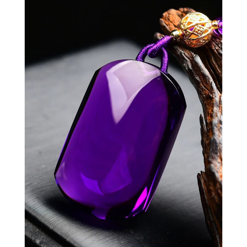 冰珂晶石天然巴西紫水晶无事牌吊坠紫气东来配珠链紫水晶套装链子