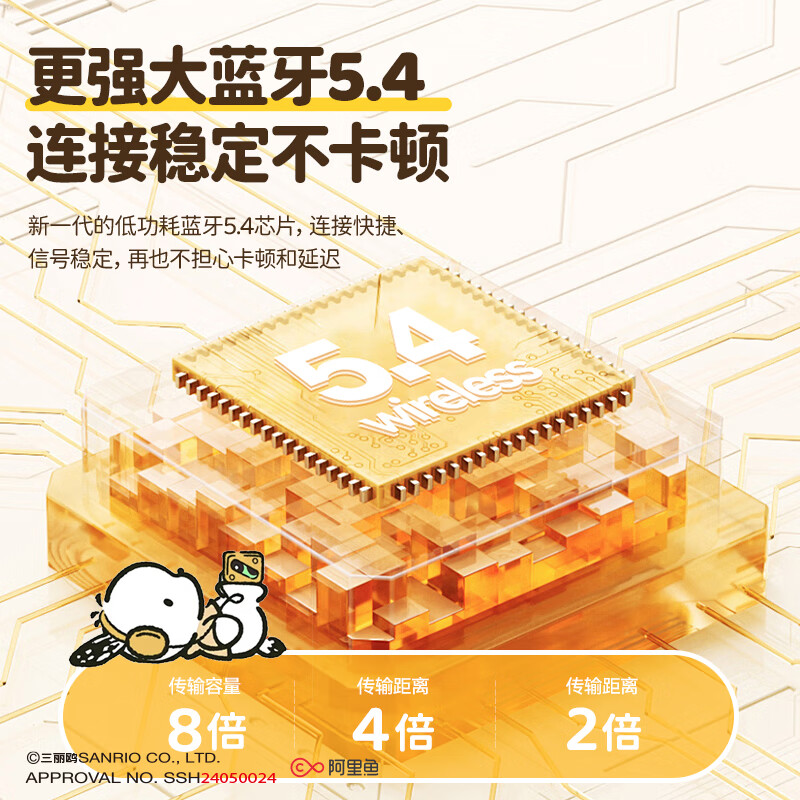 OTN三丽鸥联名无线蓝牙耳机半入耳式玩游戏听音乐运动久戴舒适高保真音质通话降噪安卓苹果通用送对象 库洛米升级丨超长续航+杜比音效