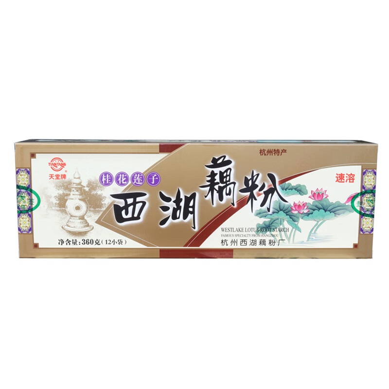 天堂（tiantang）藕粉 360g/盒 西湖杭州特產(chǎn)桂花蓮子味蓮藕粉羹速溶手工沖飲早餐 桂花蓮子味