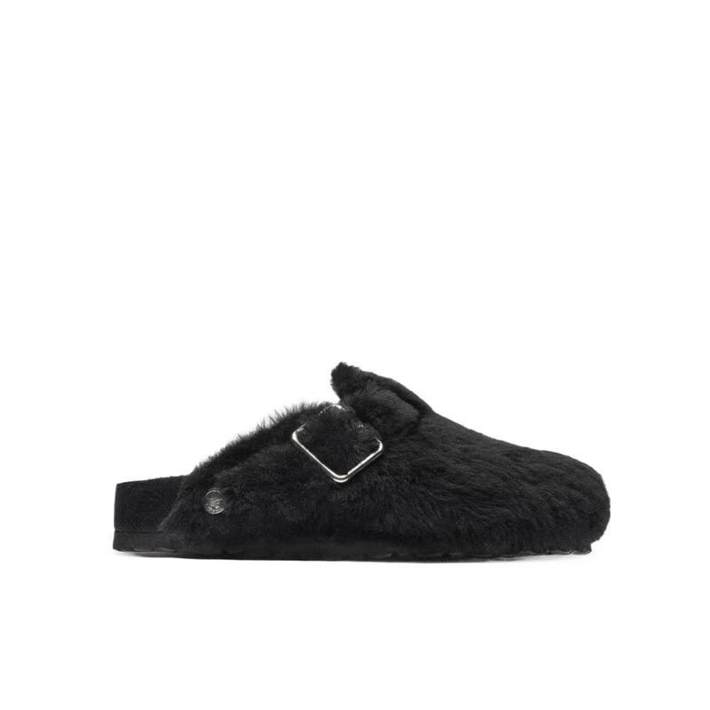 BIRKENSTOCK女款羊皮舒適毛毛涼鞋經(jīng)典拖鞋設(shè)計時尚百搭選擇 黑色 38
