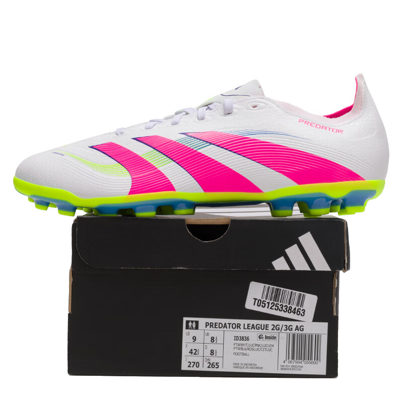 阿迪达斯（adidas）PREDATOR猎鹰25足球鞋男 26春季新款AG短钉中端成人足球鞋 【猎鹰25】白色/晒图退10 建议拍大一码 42.5 (270mm)