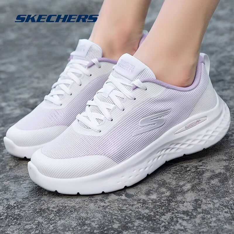 斯凯奇（Skechers）女鞋夏季2025新款网面低帮跑步鞋透气运动鞋轻便软底休闲鞋妈妈鞋 129441-WLV /薰衣