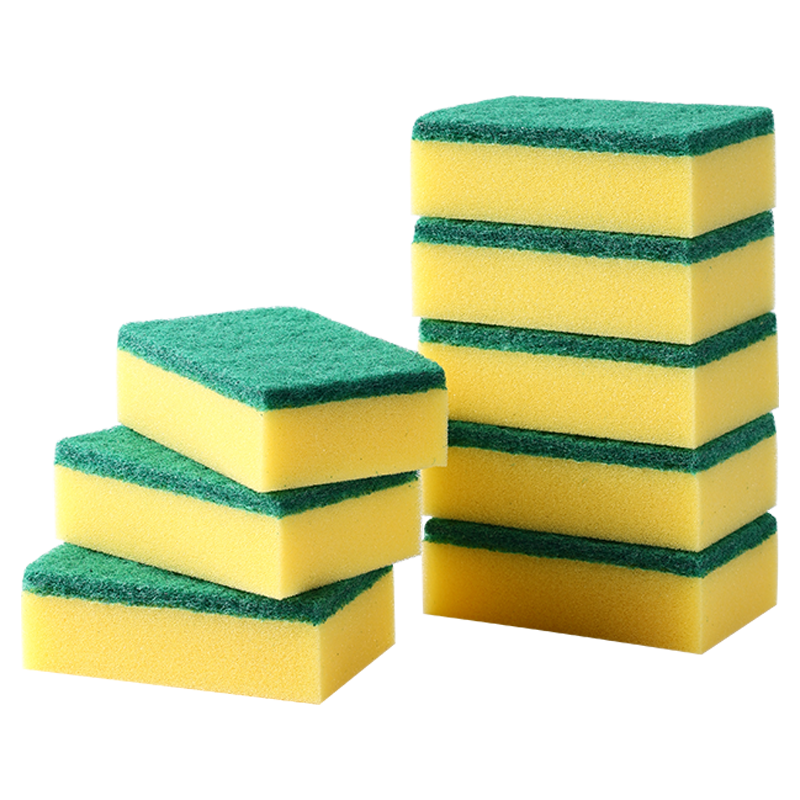 洁丽雅洗碗海绵擦10*6*3cm*8片装金刚砂百洁布厨房抹布刷锅