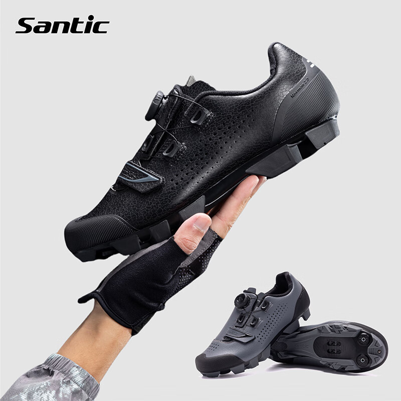 森地客Santic 男女山地車(chē)騎行鎖鞋 自行車(chē)單車(chē)騎行鎖鞋 諾曼2.0 黑色 36