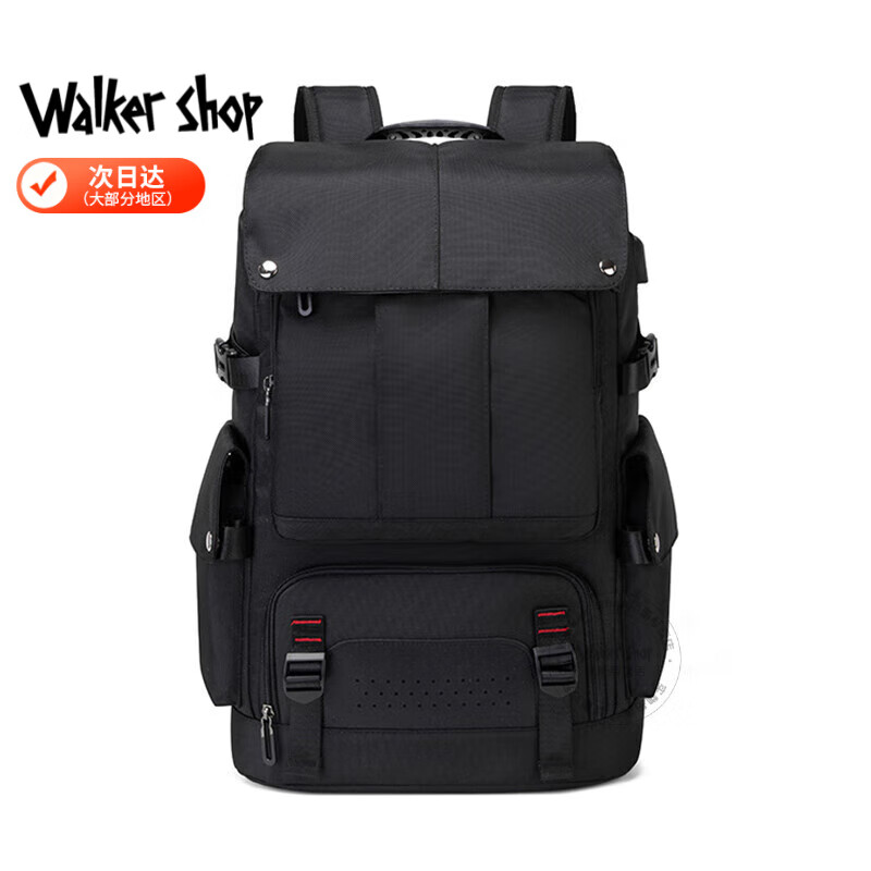 Walker Shop品牌电脑包男士双肩包男大容量可扩展旅行户外登山书包17寸背包男 黑色【80L】 【可扩展/独立鞋仓】
