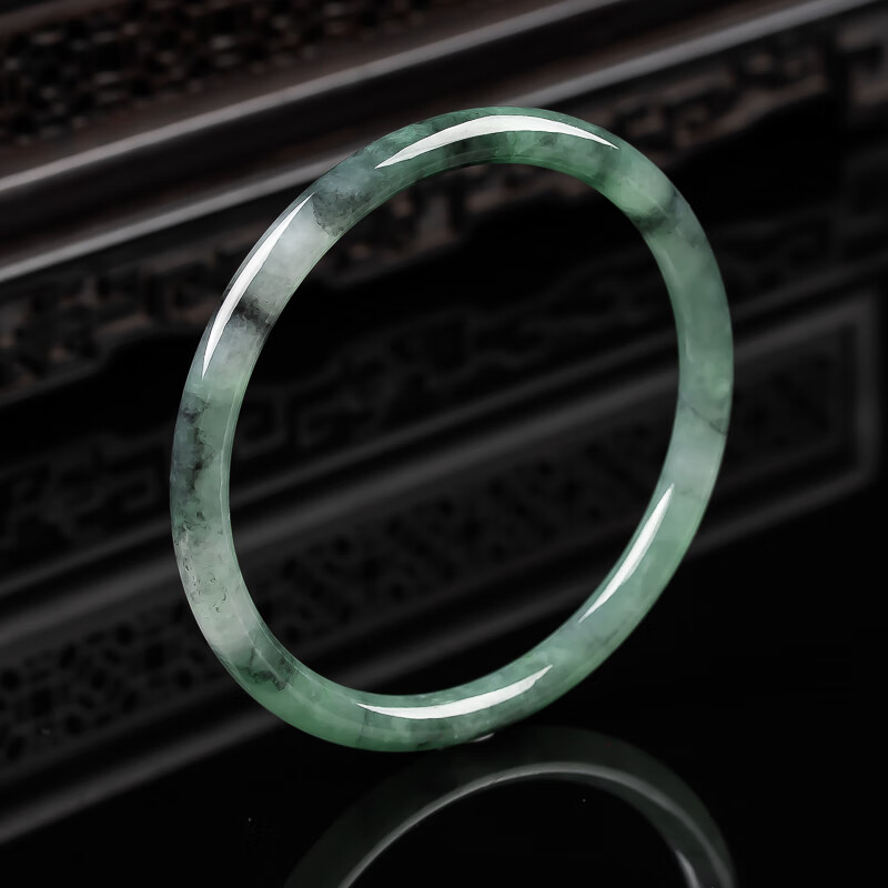 兔姬 57 乌鸡种 细条 叮当圆条手镯 17.04g 缅甸天然a货翡翠玉石