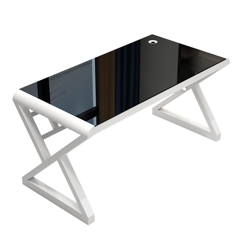 元优钢化玻璃电脑桌书桌稳固加大现代简约办公家用台式电脑桌游戏桌子 【圆角全黑】无键盘托 长140cm宽60cm高75cm